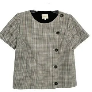 Sezane Tops Sezane Ida Blouse Print Of Wales Print Plaid